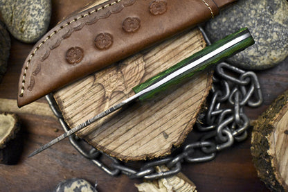 Forged Twist Damascus Skinner Knife with Hard Wood Handle – 8.5 Inch Hunting & Outdoor Gift