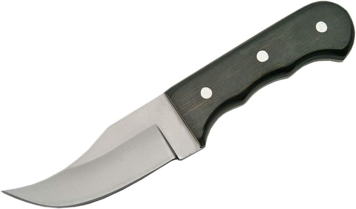 Skinner Knife – 6.25" Full Tang Stainless Steel Blade with Black Pakkawood Handle & Sheath