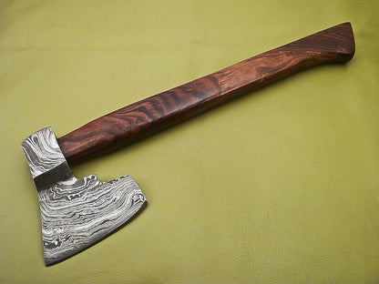 Hand Forged Damascus Tomahawk Axe | Integral Hatchet Knife With Walnut Wood Handle