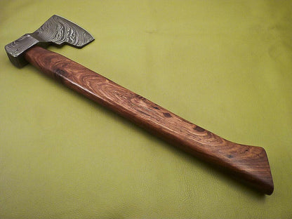 Hand Forged Damascus Tomahawk Axe | Integral Hatchet Knife With Walnut Wood Handle