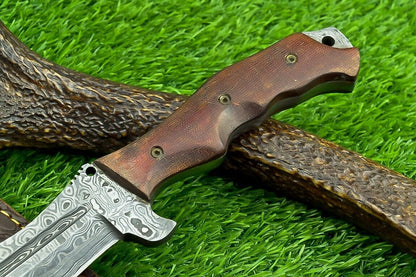 12 Inch Damascus Steel Bowie Tracker Knife with Micarta Handle