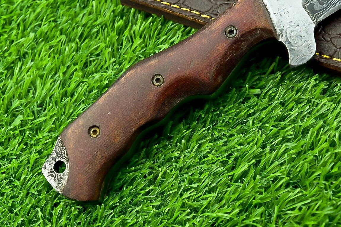 12 Inch Damascus Steel Bowie Tracker Knife with Micarta Handle