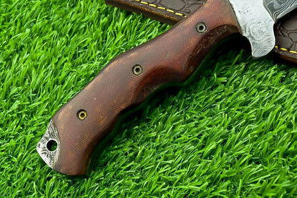 12 Inch Damascus Steel Bowie Tracker Knife with Micarta Handle