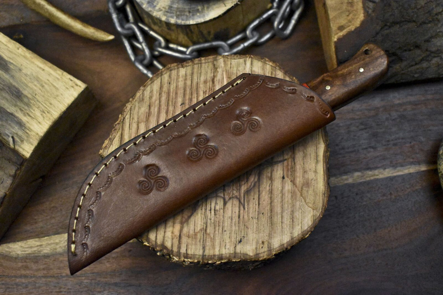 Custom Damascus Skinner Knife Twist Pattern Mixed Material Handle – Handmade Camping & Bushcraft Hunting Knife