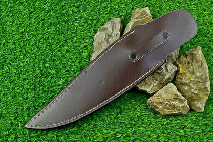 Heritage Forge 13 Inch Handmade Damascus Steel Bowie Knife with Stag and Buffalo Horn Handle