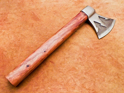 Hand Forged Carbon Steel Viking Bearded Axe 16" Hatchet Tomahawk with Wood Handle and Leather Sheath