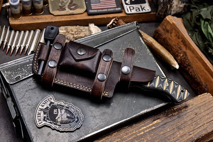 Handmade Damascus Steel Tracker Chopper Knife with Micarta Handle – Camping, Hunting, Survival & Outdoor Sport Knife with Leather Sheath