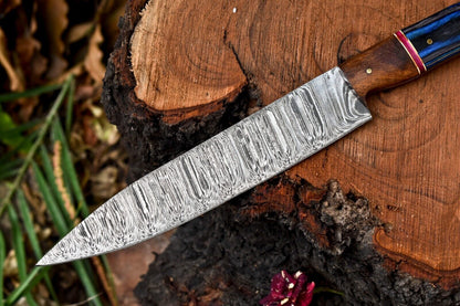 12.0" Handmade Damascus Blade Kitchen Full Tang Chef Knife – 384 Layers, Acid Etched, Hand-Polished Handle
