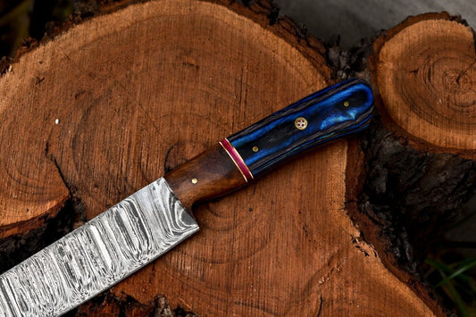 12.0" Handmade Damascus Blade Kitchen Full Tang Chef Knife – 384 Layers, Acid Etched, Hand-Polished Handle