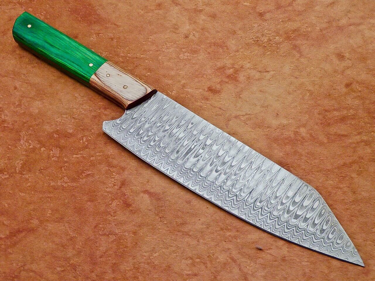 13" Chef Kitchen Knife – Handmade Damascus Steel Blade with Hard Wood Handle