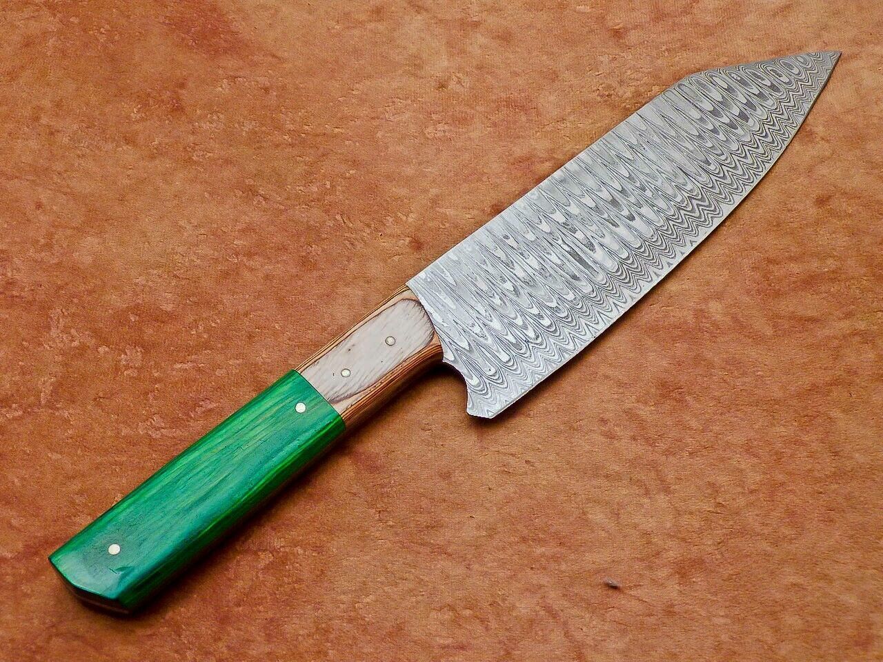13" Chef Kitchen Knife – Handmade Damascus Steel Blade with Hard Wood Handle