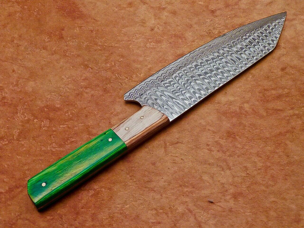 13" Chef Kitchen Knife – Handmade Damascus Steel Blade with Hard Wood Handle