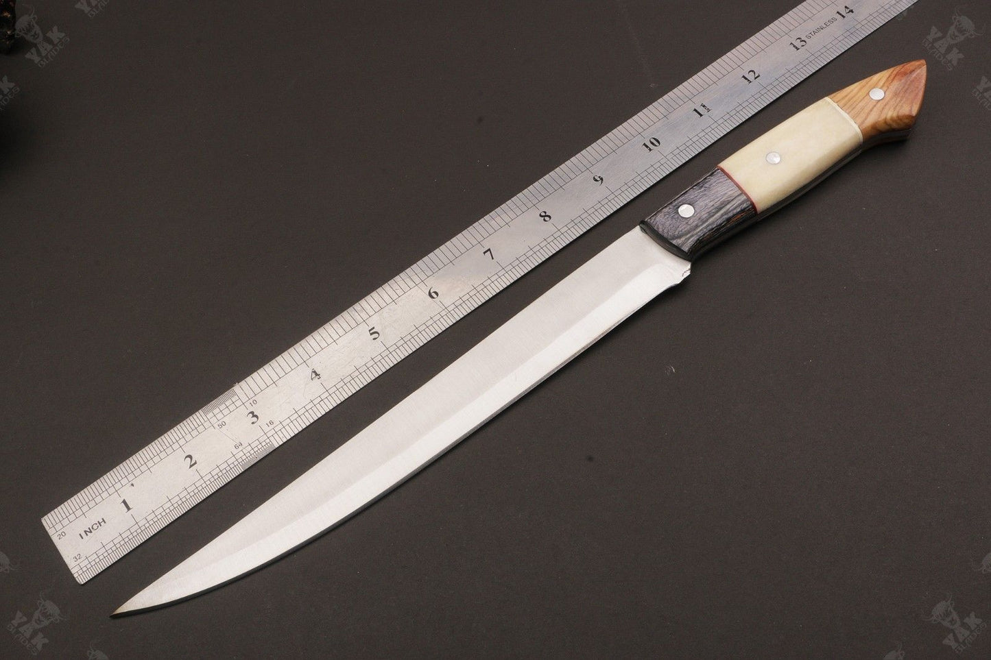 14" Custom Handmade D2 Steel Fillet Knife Custom Fillet Knife & Sharp Fillet Knife W/Sheath