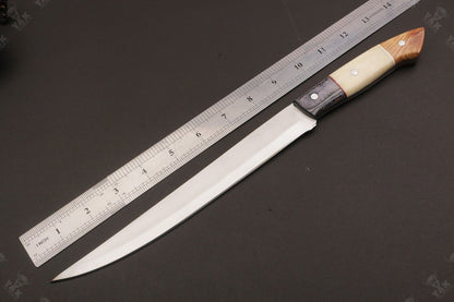 14" Custom Handmade D2 Steel Fillet Knife Custom Fillet Knife & Sharp Fillet Knife W/Sheath