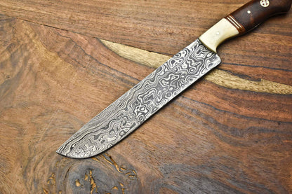 Custom Handmade Damascus Steel Chef Knife – Full Tang Sport Design