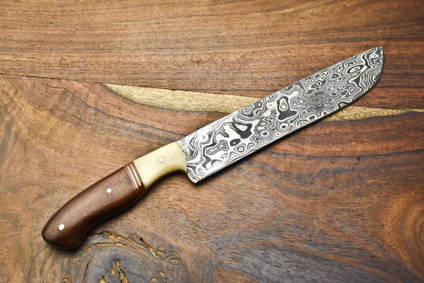 Custom Handmade Damascus Steel Chef Knife – Full Tang Sport Design