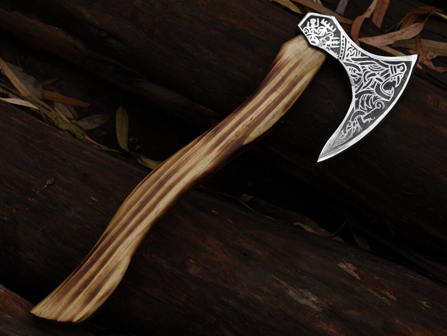 Handmade 18 Inch Viking Tomahawk Axe with Carbon Steel Blade and Ash Wood Handle