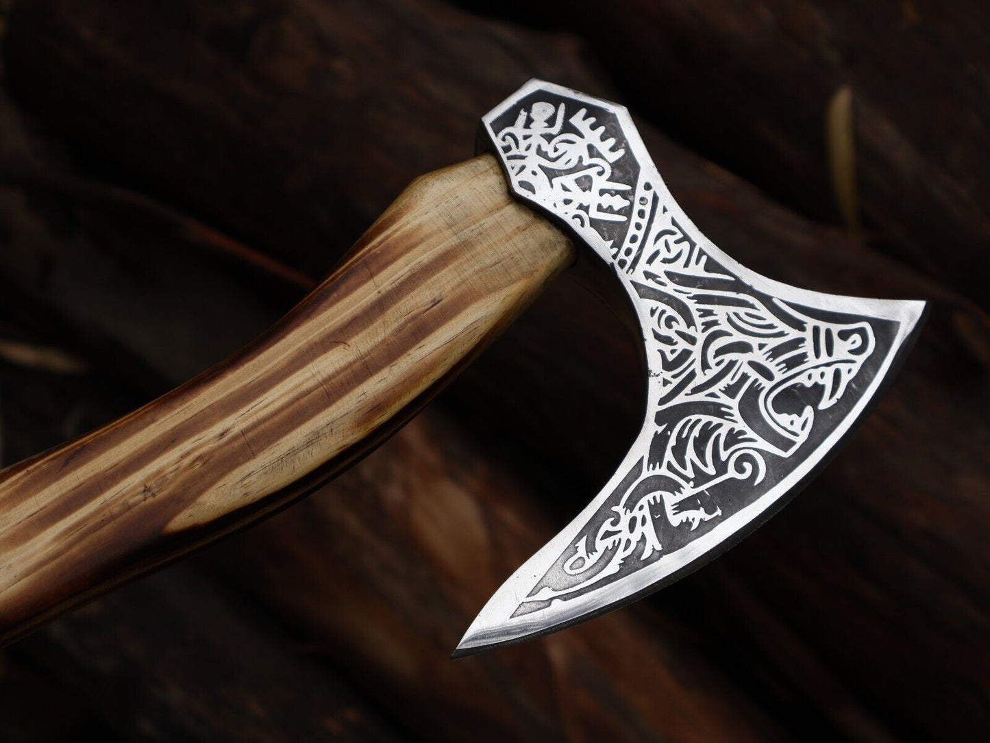 Handmade 18 Inch Viking Tomahawk Axe with Carbon Steel Blade and Ash Wood Handle