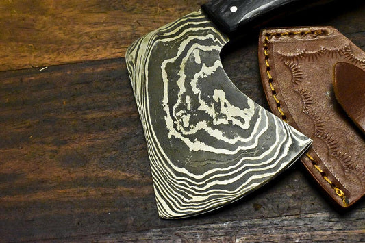 Hand Made Damascus Axe Hunting Chopper with Camel Bone Handle | Custom Damascus Steel Axe Knife