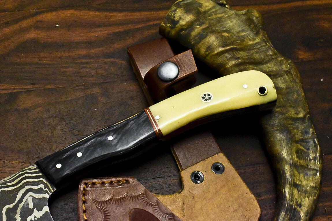 Hand Made Damascus Axe Hunting Chopper with Camel Bone Handle | Custom Damascus Steel Axe Knife