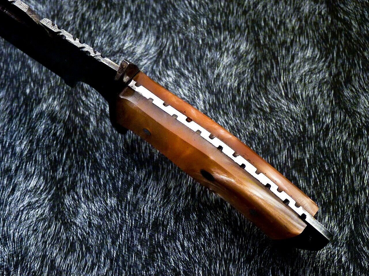15 Inch Damascus Steel Bowie Knife with Resin Handle and Leather Sheath