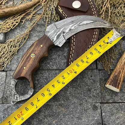 Handmade Damascus Karambit Knife Best Hunting Knife with Rose Wood Handle