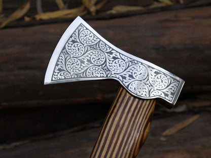 18 Inch Handmade Viking Throwing Axe with Ash Wood Handle and Leather Sheath
