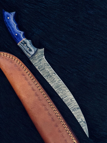 13" Custom Handmade Fire Damascus Fillet Knife Damascus Steel Fillet Knife Kitchen