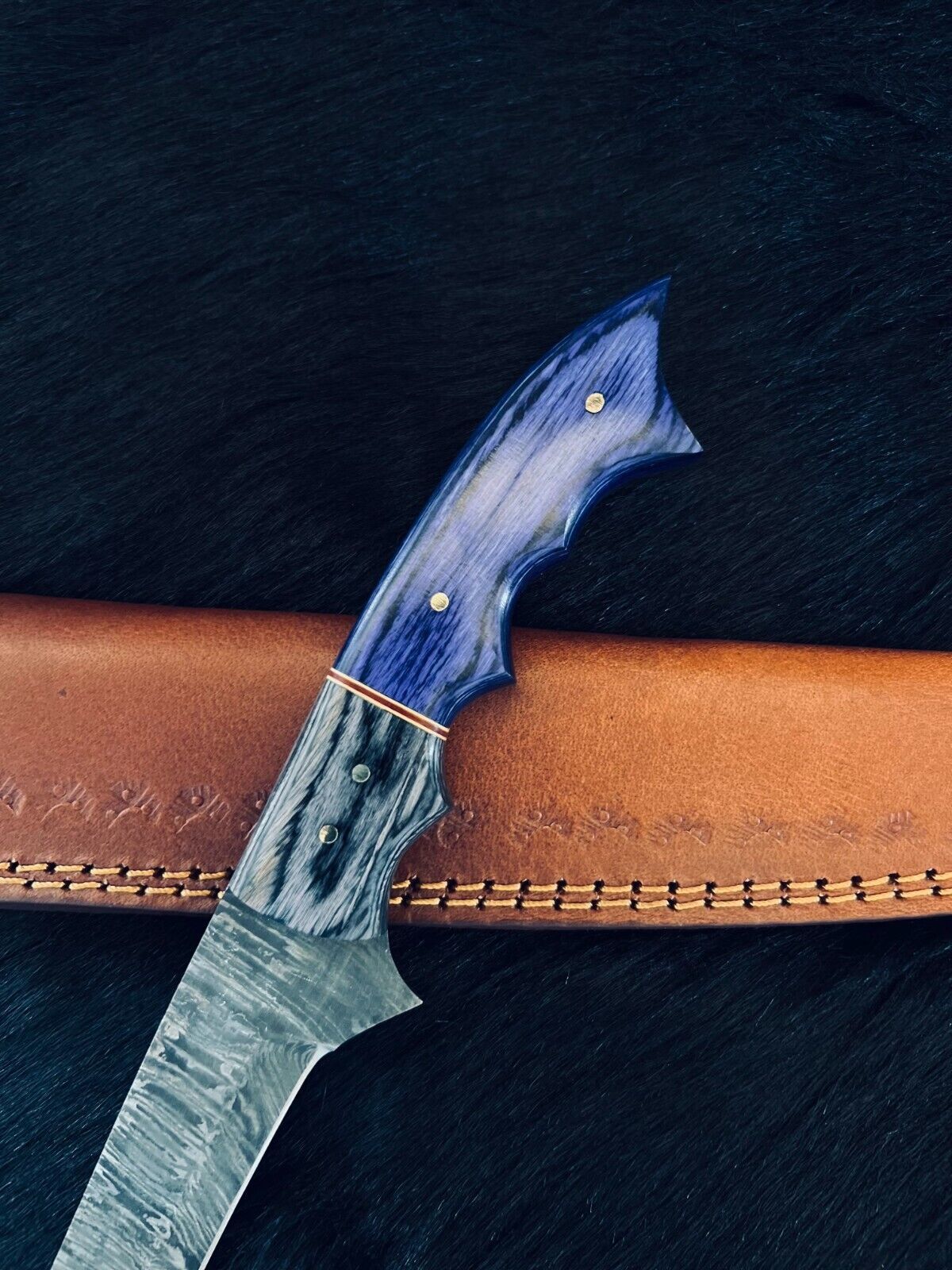 13" Custom Handmade Fire Damascus Fillet Knife Damascus Steel Fillet Knife Kitchen