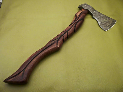 Hand Forged Damascus Axe Tomahawk Knife with Walnut Wood Handle | Integral Damascus Steel Axe