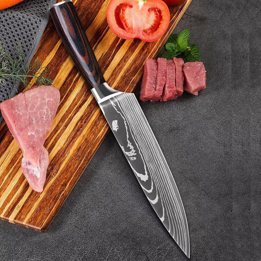 Heritage Forge 4pcs Japanese Kitchen Chef Knife Set – Damascus Pattern, High Carbon Stainless Steel