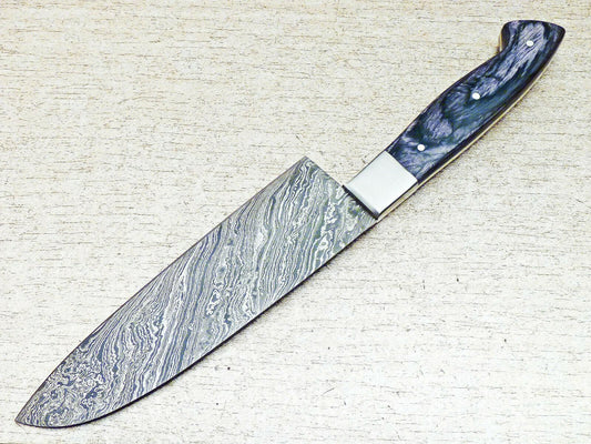 12" Handmade Damascus Chef Knife with Olive Wood Handle – Professional Kitchen Knife