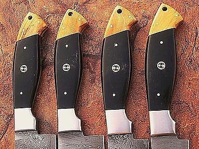 Handmade Damascus Chef Knife Set – 4-Piece Custom Kitchen Knives