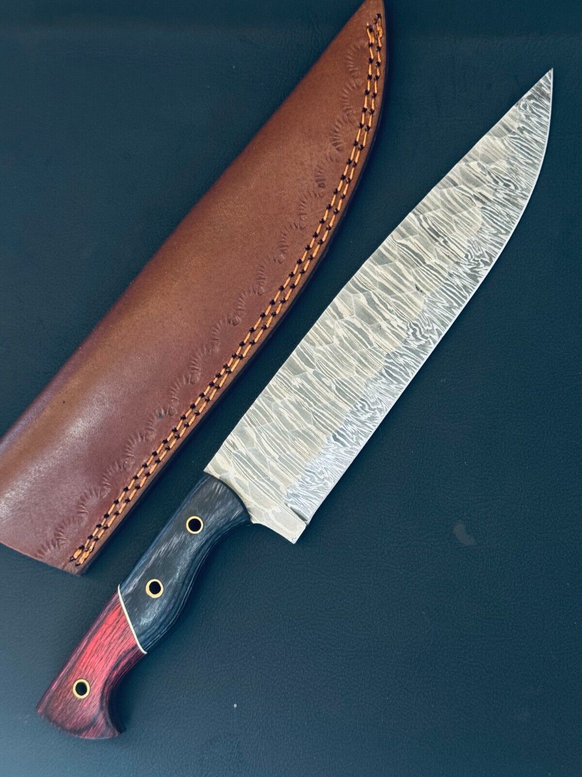 13" Handmade Fire Storm Damascus Steel Chef Knife
