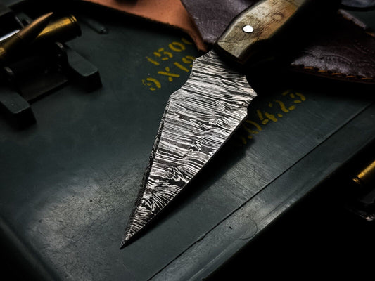 Handmade Damascus Karambit Knife Survival Knife Best Karambit with Ram Horn Handle