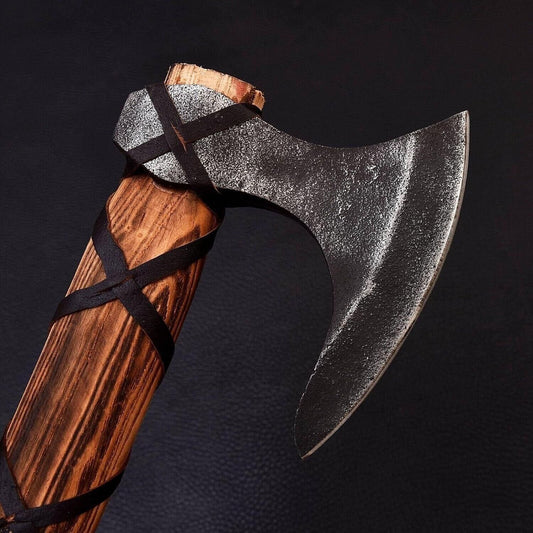 Ragnar Lothbrok Viking Axe Real Battle Ready Bearded Carbon Steel Axe with Ash Wood Handle 20 Inch