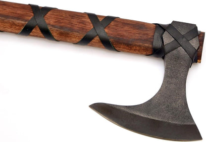 Ragnar Lothbrok Viking Axe Real Battle Ready Bearded Carbon Steel Axe with Ash Wood Handle 20 Inch