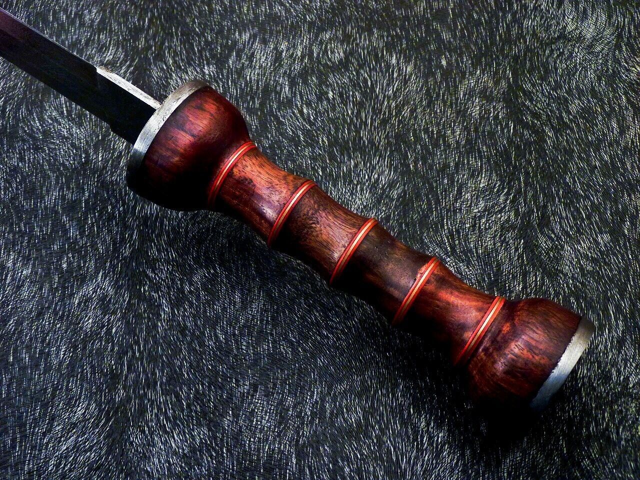 16.5 Inch Damascus Dagger Knife with Natural Wood Handle and Brass Spacers