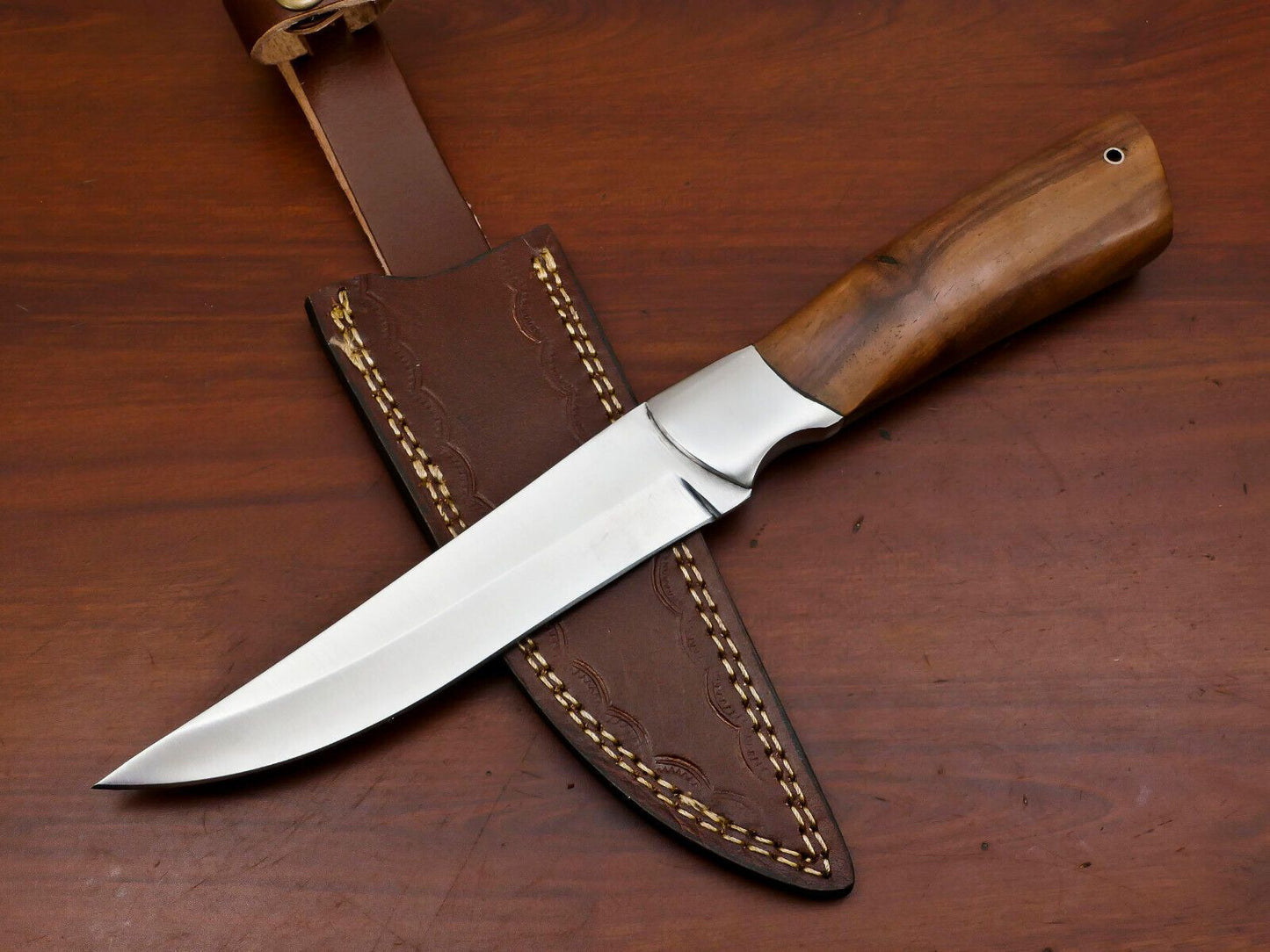 Handmade D2 Clip Point Bowie Knife | Fixed Blade Hunting & Survival Knife