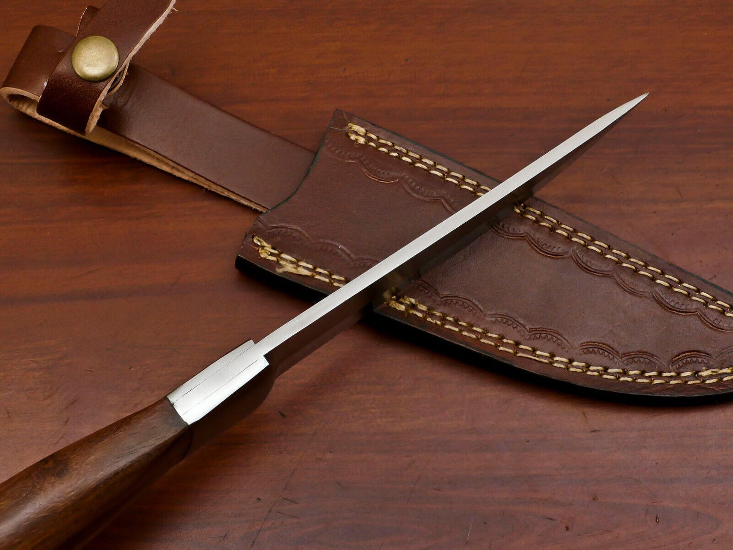 Handmade D2 Clip Point Bowie Knife | Fixed Blade Hunting & Survival Knife