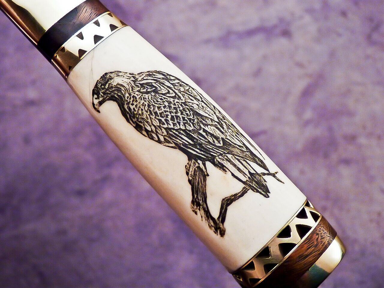Beautiful Custom Handmade Chef Knife Damascus Camel Bone Scrimshaw EDC Bushcraft