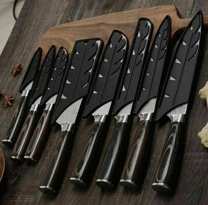 Japanese Damascus Style Stainless Steel 8-Piece Kitchen Chef Knife Set | Ultra Sharp