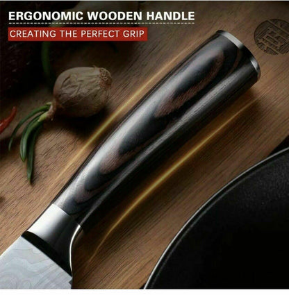 Japanese Damascus Style Stainless Steel 8-Piece Kitchen Chef Knife Set | Ultra Sharp
