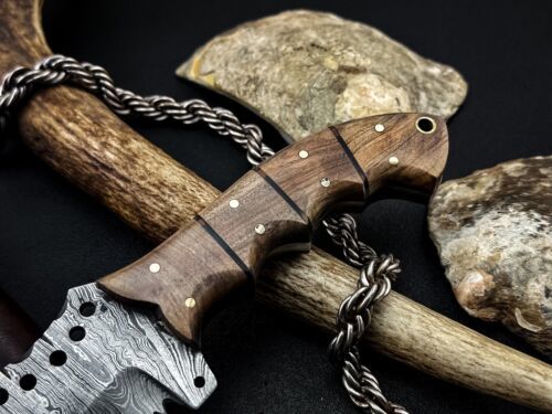10" Handmade Damascus Steel Tracker Knife – Full Tang Olive Wood Handle Hunting, Survival & Tactical Knife with Sheath