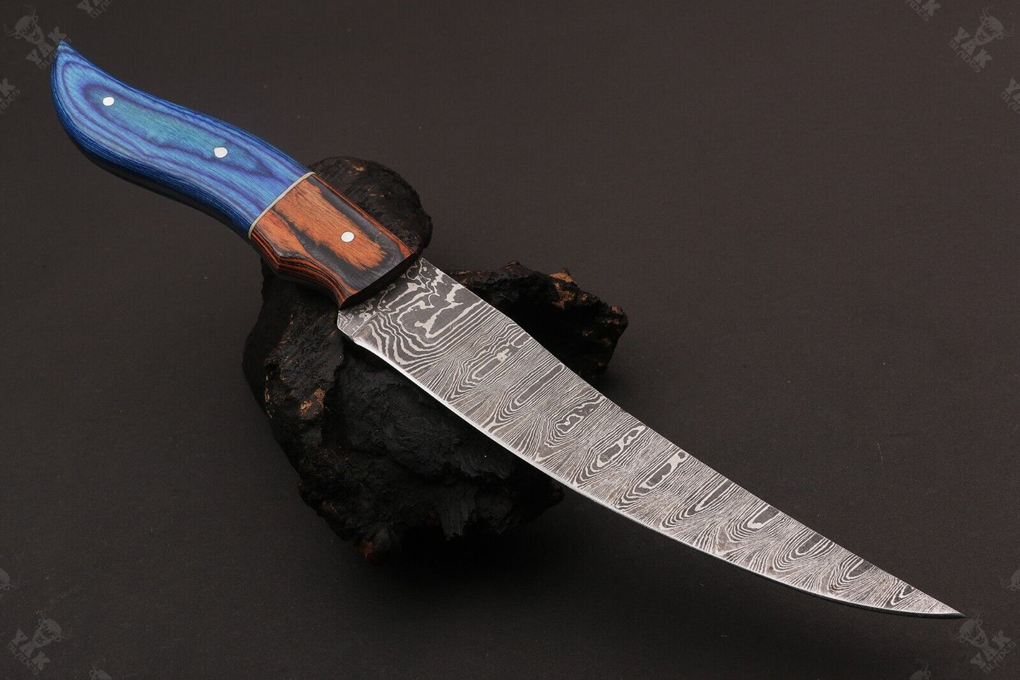 13" Custom Handmade Damascus Fillet Knife Handmade Fillet Knives With Leather Sheath