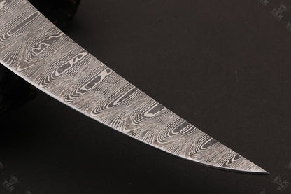 13" Custom Handmade Damascus Fillet Knife Handmade Fillet Knives With Leather Sheath