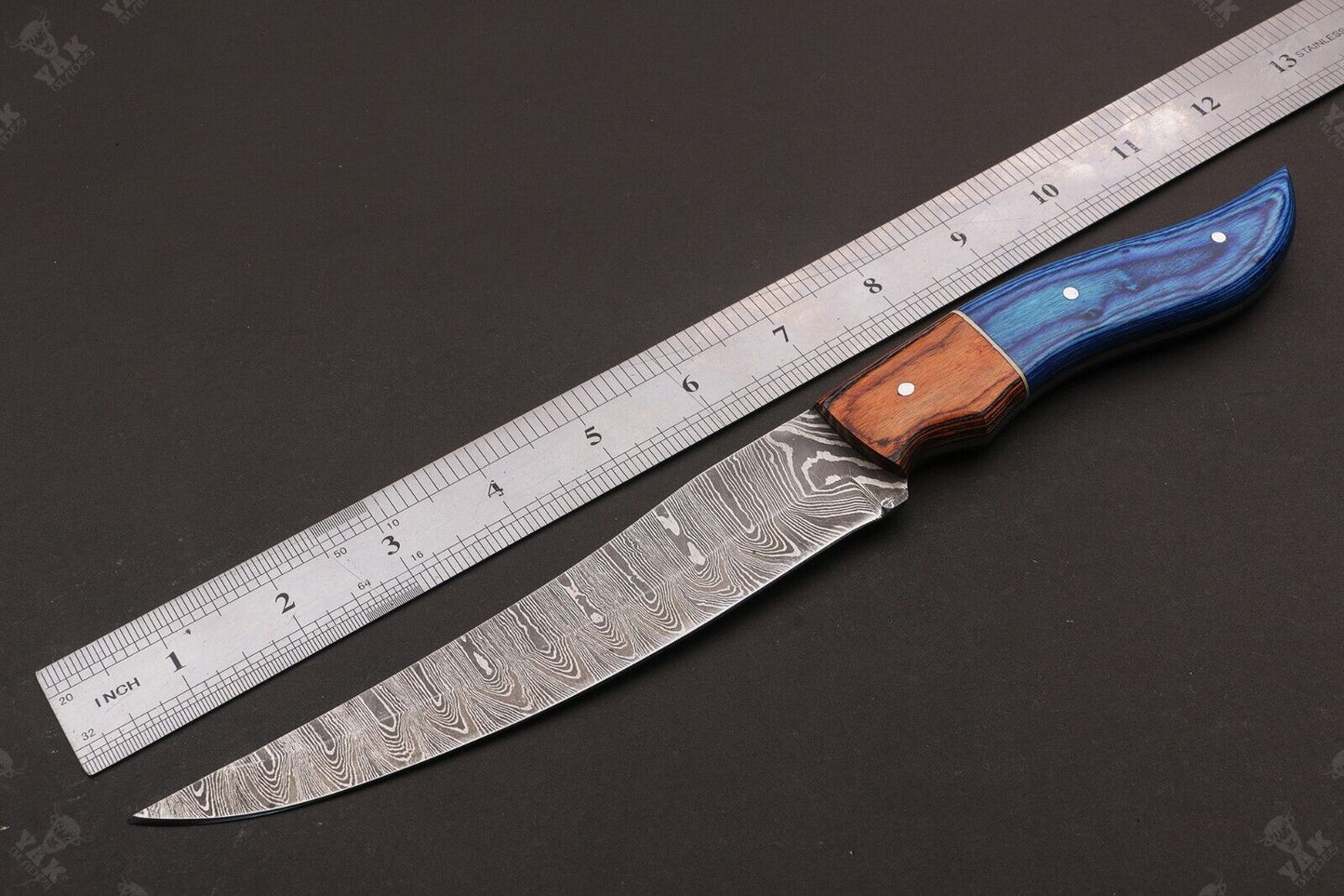 13" Custom Handmade Damascus Fillet Knife Handmade Fillet Knives With Leather Sheath