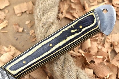 Custom Handmade Forged Damascus Steel Kitchen Chef Knife – Black & White Dollar Thappa Handle