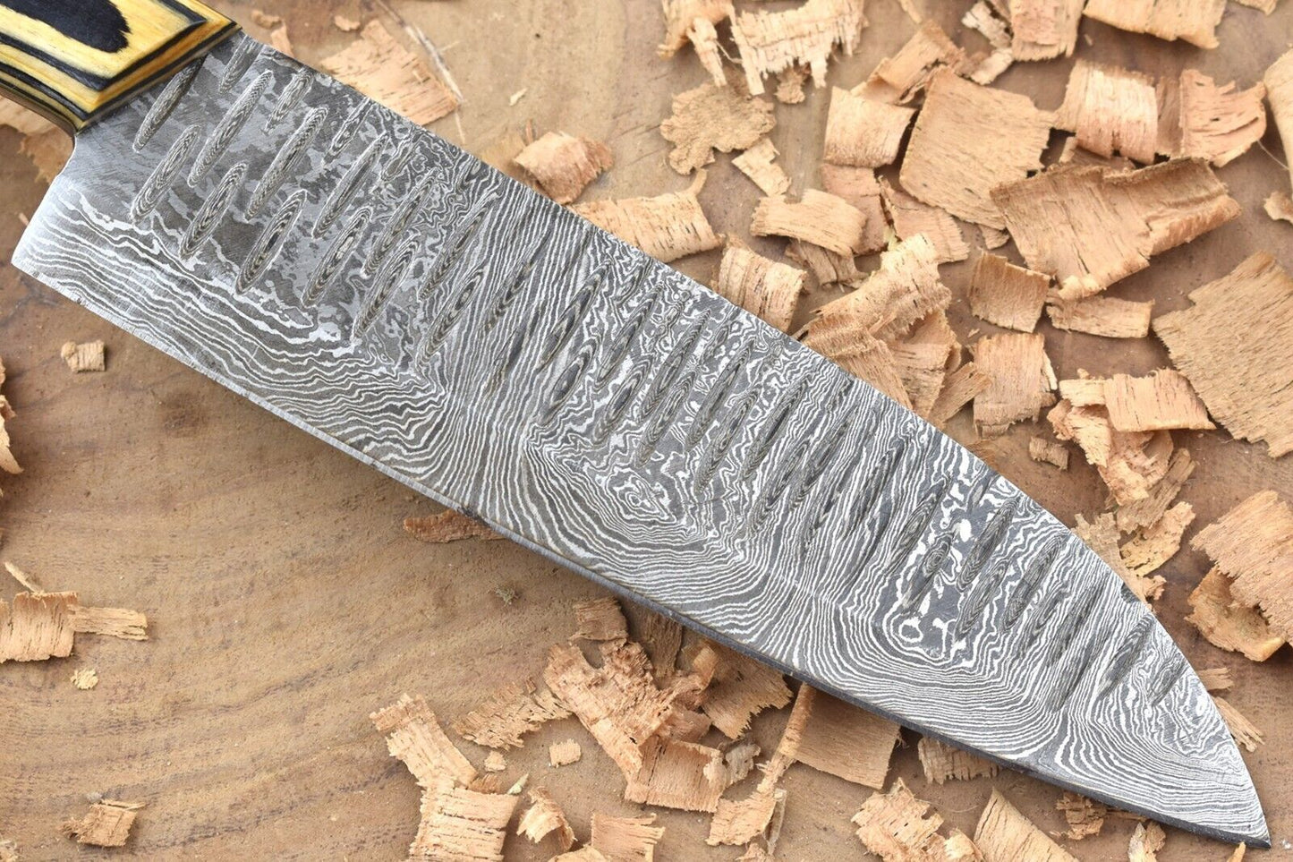 Custom Handmade Forged Damascus Steel Kitchen Chef Knife – Black & White Dollar Thappa Handle
