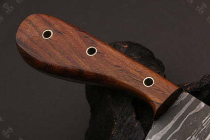 Best 8" Best Damascus Steel Bull Cutter Knife Custom Cowboy Bull Knife with Wood Handle